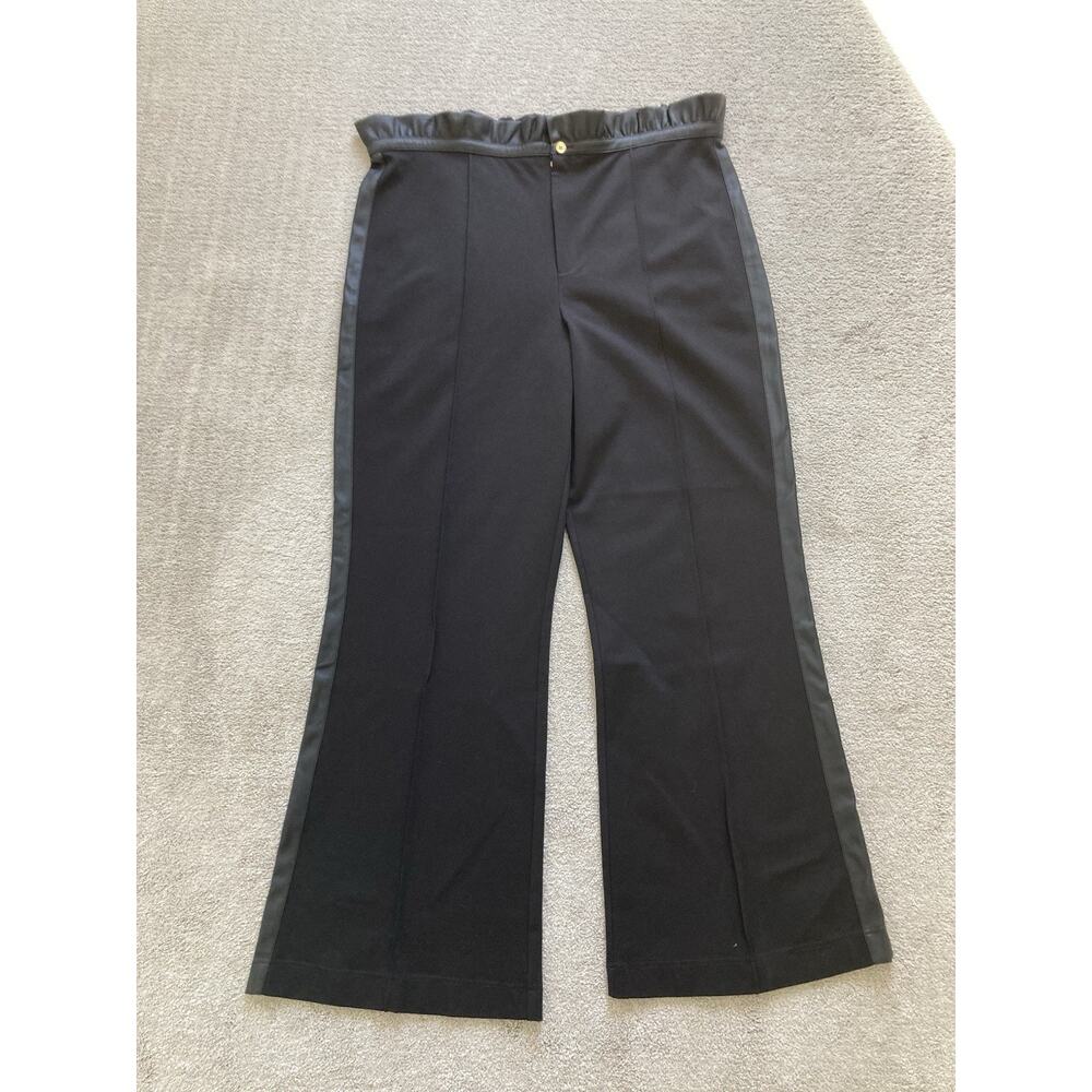 Emily Mccarthy Black Ruffle Flare Vegan Faux Trim Black Pant XXL NWT! $228